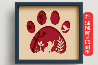 3D Cat Shadow Box SVG Cut File SVG MD JOYNAL ABDIN 