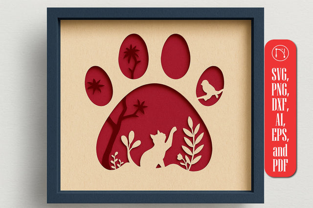 3D Cat Shadow Box SVG Cut File SVG MD JOYNAL ABDIN 