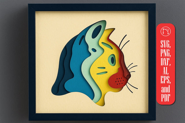 3D Cat Shadow Box SVG Cut File SVG MD JOYNAL ABDIN 