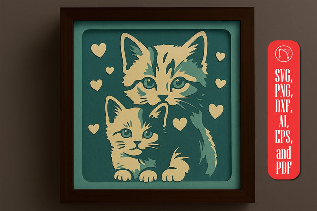3D Cat Shadow Box SVG Cut File SVG MD JOYNAL ABDIN 