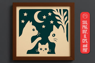 3D Cat Shadow Box SVG Cut File SVG MD JOYNAL ABDIN 