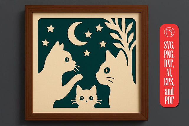 3D Cat Shadow Box SVG Cut File SVG MD JOYNAL ABDIN 
