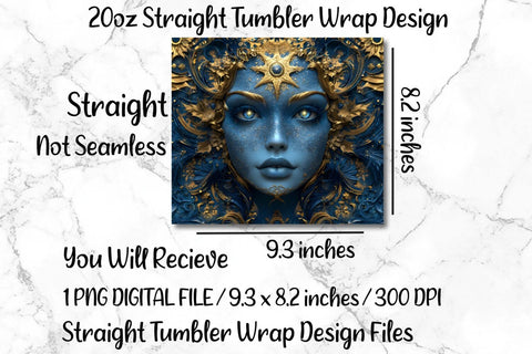 3D Celestial 20oz Skinny Tumbler Wrap Sublimation Design. Sublimation CosmosFineArt 