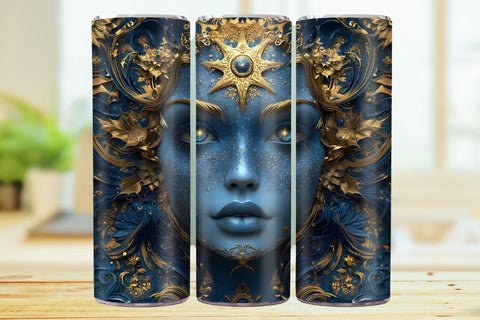 3D Celestial 20oz Skinny Tumbler Wrap Sublimation Design. Sublimation CosmosFineArt 