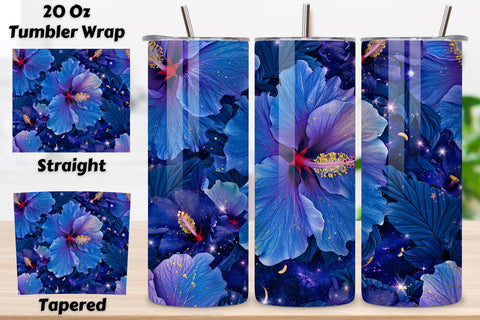 3D Celestial Night Garden Tumbler Wrap | Seamless Tumbler Sublimation FloridPrintables 