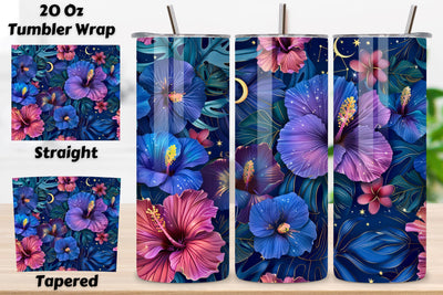 3D Celestial Night Garden Tumbler Wrap | Seamless Tumbler Sublimation FloridPrintables 
