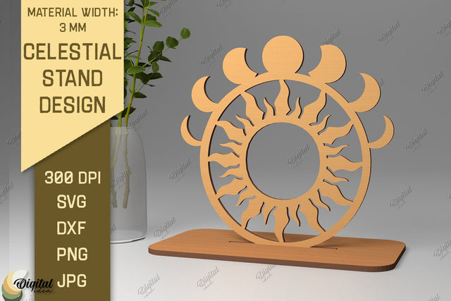 3D Celestial Stand SVG. Sun And Moon Decor Laser Cut SVG Evgenyia Guschina 