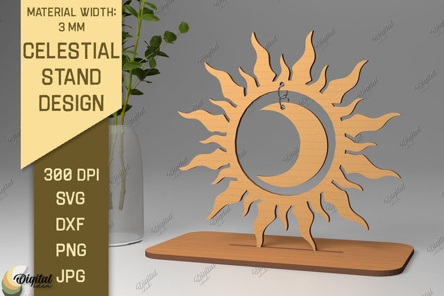 3D Celestial Stand SVG. Sun And Moon Decor Laser Cut SVG Evgenyia Guschina 