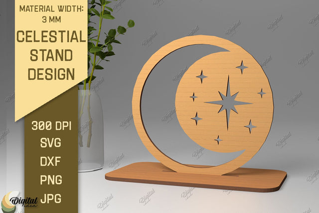 3D Celestial Stand SVG. Sun And Moon Decor Laser Cut SVG Evgenyia Guschina 
