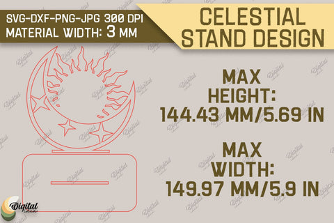 3D Celestial Stand SVG. Sun And Moon Decor Laser Cut SVG Evgenyia Guschina 