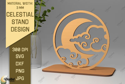 3D Celestial Stand SVG. Sun And Moon Decor Laser Cut SVG Evgenyia Guschina 