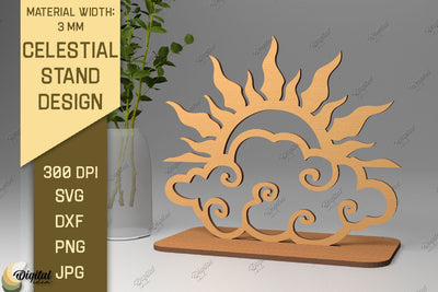 3D Celestial Stand SVG. Sun And Moon Decor Laser Cut SVG Evgenyia Guschina 
