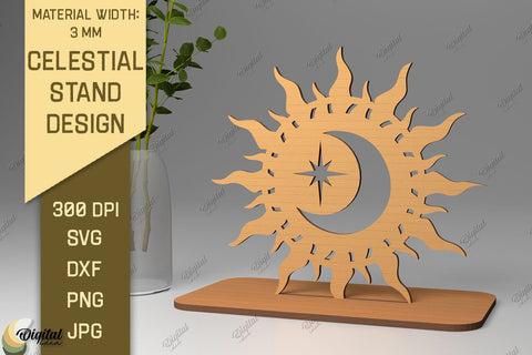 3D Celestial Stand SVG. Sun And Moon Decor Laser Cut SVG Evgenyia Guschina 