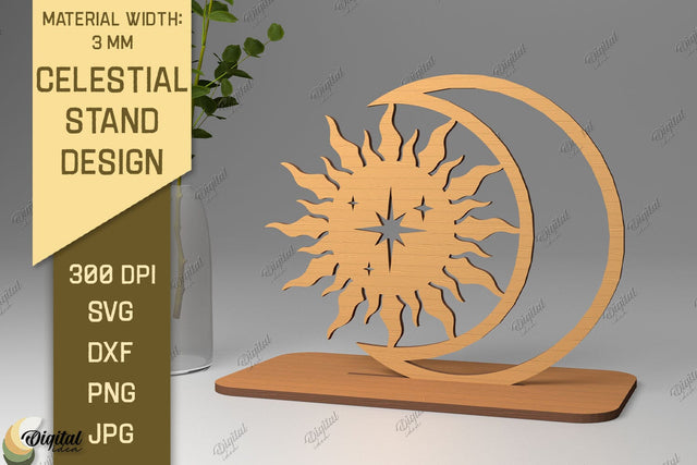 3D Celestial Stand SVG. Sun And Moon Decor Laser Cut SVG Evgenyia Guschina 