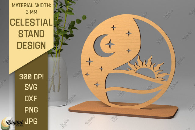 3D Celestial Stand SVG. Sun And Moon Decor Laser Cut SVG Evgenyia Guschina 