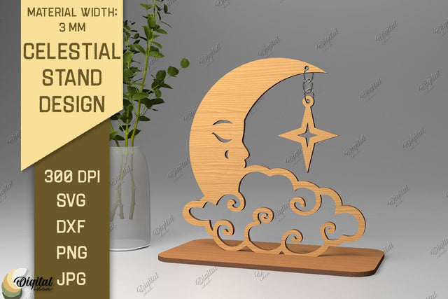 3D Celestial Stand SVG. Sun And Moon Decor Laser Cut SVG Evgenyia Guschina 