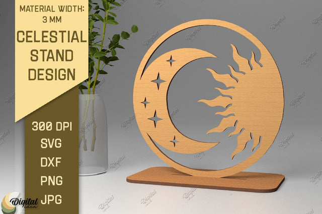 3D Celestial Stand SVG. Sun And Moon Decor Laser Cut SVG Evgenyia Guschina 