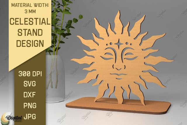 3D Celestial Stand SVG. Sun And Moon Decor Laser Cut SVG Evgenyia Guschina 