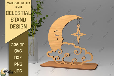 3D Celestial Stands SVG Bundle. Sun And Moon Decor Laser Cut SVG Evgenyia Guschina 