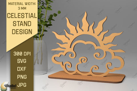 3D Celestial Stands SVG Bundle. Sun And Moon Decor Laser Cut SVG Evgenyia Guschina 