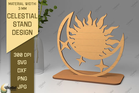 3D Celestial Stands SVG Bundle. Sun And Moon Decor Laser Cut SVG Evgenyia Guschina 