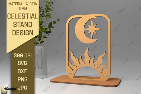 3D Celestial Stands SVG Bundle. Sun And Moon Decor Laser Cut SVG Evgenyia Guschina 