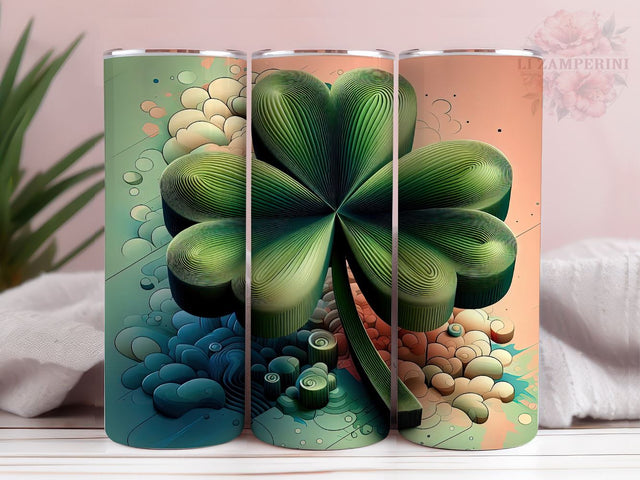 3D Celtic Shamrock Tumbler Wrap PNG, 3D St Patrick Day Tumbler Design PNG, Straight & Tapered Tumbler Wrap, Instant Digital Download Sublimation Li Zamperini 