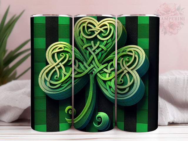 3D Celtic Shamrock Tumbler Wrap PNG, 3D St Patrick Day Tumbler Design PNG, Straight & Tapered Tumbler Wrap, Instant Digital Download Sublimation Li Zamperini 