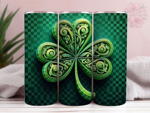 3D Celtic Shamrock Tumbler Wrap PNG, 3D St Patrick Day Tumbler Design PNG, Straight & Tapered Tumbler Wrap, Instant Digital Download Sublimation Li Zamperini 