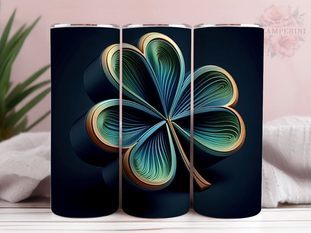 3D Celtic Shamrock Tumbler Wrap PNG, 3D St Patrick Day Tumbler Design PNG, Straight & Tapered Tumbler Wrap, Instant Digital Download Sublimation Li Zamperini 