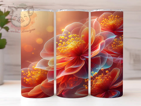 3D Cherry Blossom, Glowing Floral Design, Dark Floral Tumbler, Blooming Flowers, 20oz Tumbler Wrap, Floral Sublimation, Nature Tumbler, Elegant Flower Design Sublimation Lara' s Designs 