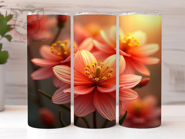 3D Cherry Blossom, Glowing Floral Design, Dark Floral Tumbler, Blooming Flowers, 20oz Tumbler Wrap, Floral Sublimation, Nature Tumbler, Elegant Flower Design Sublimation Lara' s Designs 