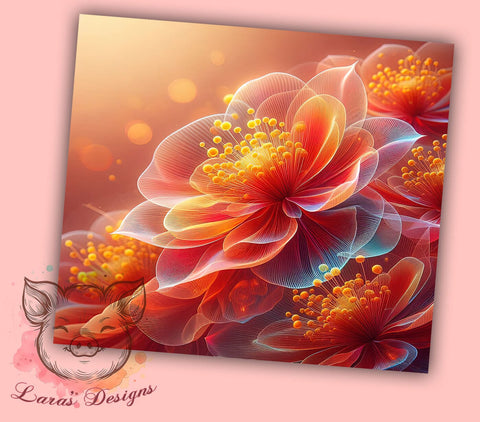 3D Cherry Blossom, Glowing Floral Design, Dark Floral Tumbler, Blooming Flowers, 20oz Tumbler Wrap, Floral Sublimation, Nature Tumbler, Elegant Flower Design Sublimation Lara' s Designs 