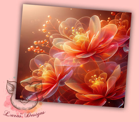 3D Cherry Blossom, Glowing Floral Design, Dark Floral Tumbler, Blooming Flowers, 20oz Tumbler Wrap, Floral Sublimation, Nature Tumbler, Elegant Flower Design Sublimation Lara' s Designs 