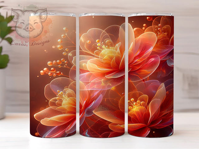 3D Cherry Blossom, Glowing Floral Design, Dark Floral Tumbler, Blooming Flowers, 20oz Tumbler Wrap, Floral Sublimation, Nature Tumbler, Elegant Flower Design Sublimation Lara' s Designs 