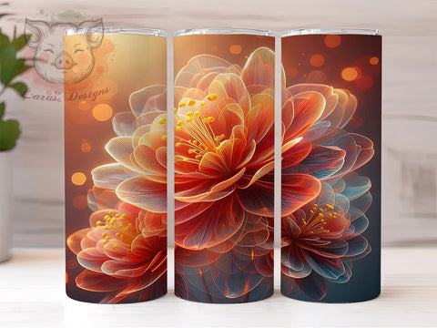 3D Cherry Blossom, Glowing Floral Design, Dark Floral Tumbler, Blooming Flowers, 20oz Tumbler Wrap, Floral Sublimation, Nature Tumbler, Elegant Flower Design Sublimation Lara' s Designs 