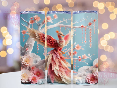 3D Cherry Blossom Robin Tumbler, 3D Cherry Blossom Wrap, Pink Floral Cup, 20oz Sublimation Wrap, Stylish Bird Design Tumbler, Artistic Robin Flowers Cup, Nature Blossom Theme Wrap Sublimation SvggirlplusArt 