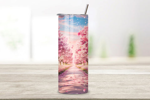 3D Cherry Spring Avenue Tumbler Wrap, Seamless Blossom Wrap, Spring blossom, Cherry wrap, Seamless design, Tumbler art, Blossom avenue, Floral spring, 3D cherry, Spring floral Sublimation FloridPrintables 