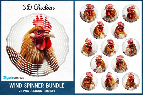 3D Chicken Wind Spinner Sublimation Designs Bundle Sublimation Regulrcrative 