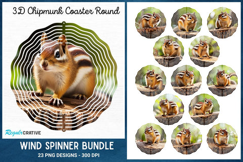 3D Chipmunk Wind Spinner Bundle Sublimation Regulrcrative 