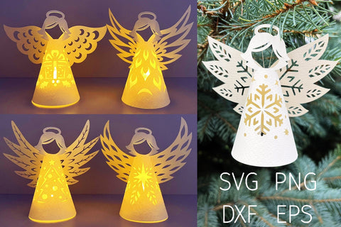 3d Christmas angel Bundle, lantern template, paper ornaments SVG Digital Rainbow Shop 