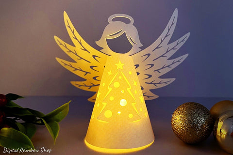 3d Christmas angel Bundle, lantern template, paper ornaments SVG Digital Rainbow Shop 