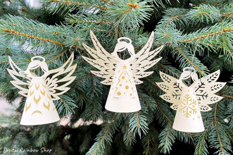 3d Christmas angel Bundle, lantern template, paper ornaments SVG Digital Rainbow Shop 