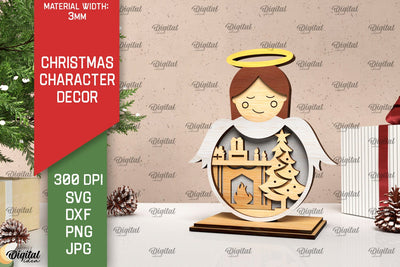 3D Christmas angel decor Laser Cut. Xmas layered SVG SVG Evgenyia Guschina 