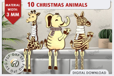 3D Christmas Animals Laser Cut Bundle. Christmas Decor SVG SVG Evgenyia Guschina 