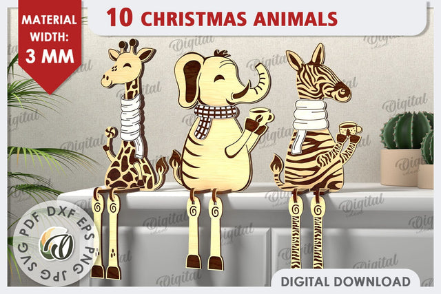 3D Christmas Animals Laser Cut Bundle. Christmas Decor SVG SVG Evgenyia Guschina 