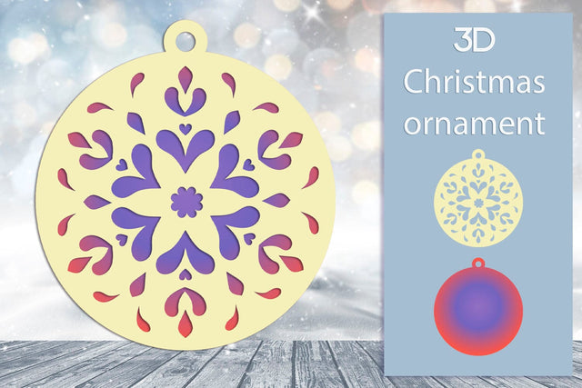 3d Christmas ball with snowflake, Layered papercut ornament svg SVG AnastasiyaArtDesign 