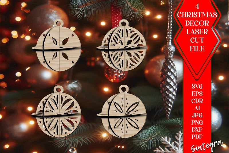 3D Christmas Balls Set SVG Laser Cut v1 SVG Sintegra 
