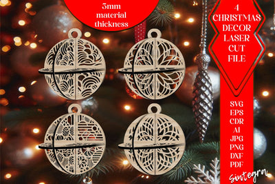3D Christmas Balls Set SVG Laser Cut v10 SVG Sintegra 