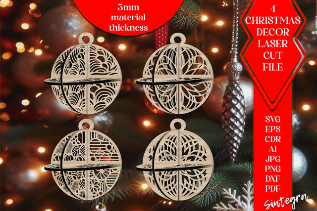 3D Christmas Balls Set SVG Laser Cut v10 SVG Sintegra 